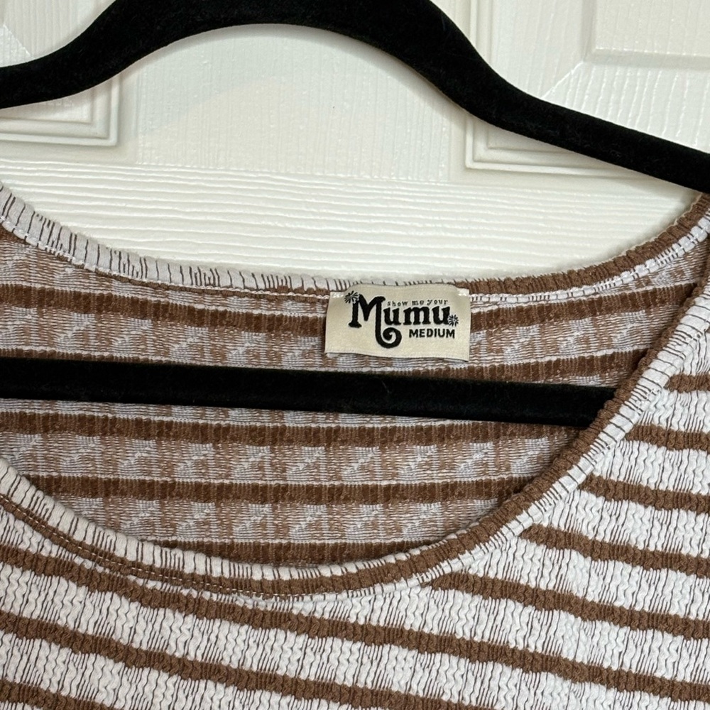 Show Me Your Mumu Sweater striped brown and white Comfy Cozy oversized soft - Picture 4 of 12